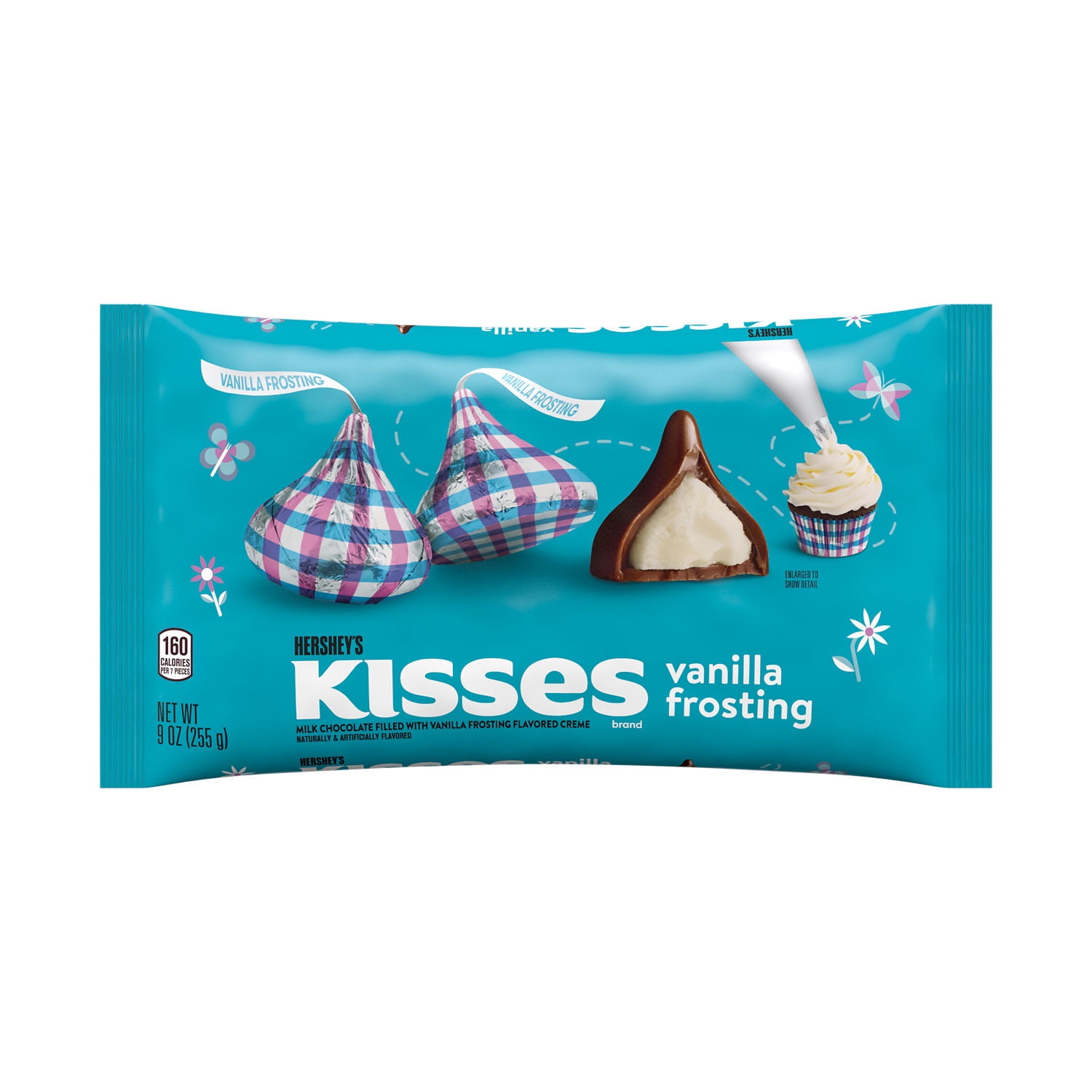 HERSHEY'S, KISSES Milk Chocolate and Vanilla Frosting Flavored Creme Treats, Easter Candy, 9 oz