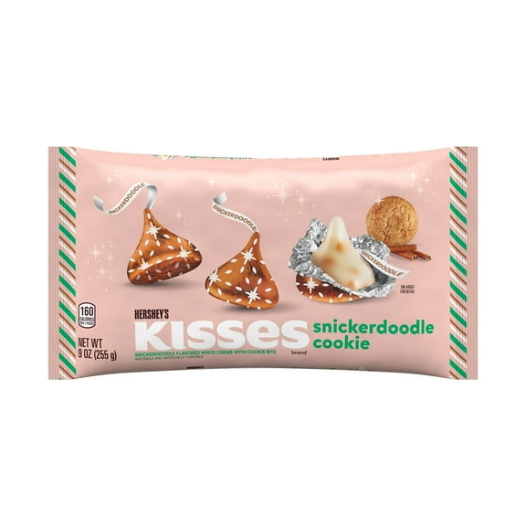 HERSHEY'S KISSES Snickerdoodle Cookie Flavored, Christmas , Candy Bag, 9 oz (Pack OF 2)