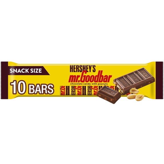 HERSHEY'S MR. GOODBAR Chocolate with Peanuts Snack Size, Candy Bars, .45 oz (10 Count)