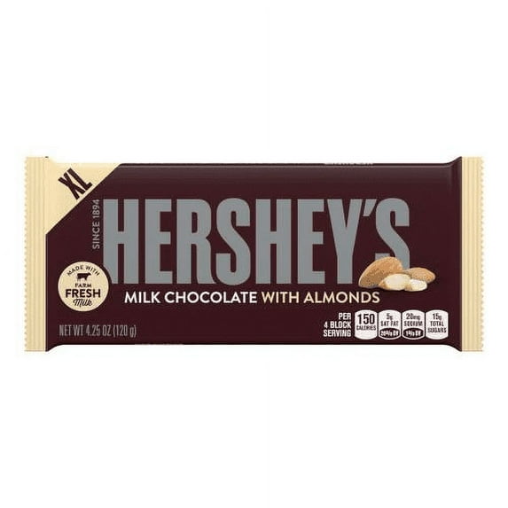 HERSHEY'S Milk Chocolate Bar with Almonds - 4.25oz (Pack of 32)