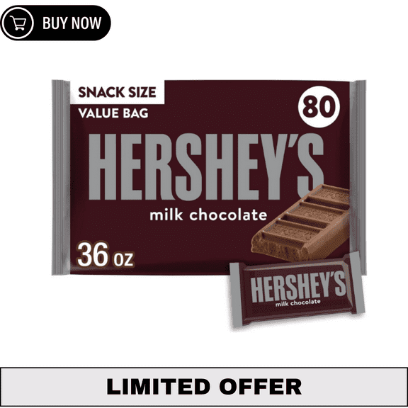 HERSHEYS Milk Chocolate Bars, Snack Size, 80 Pieces