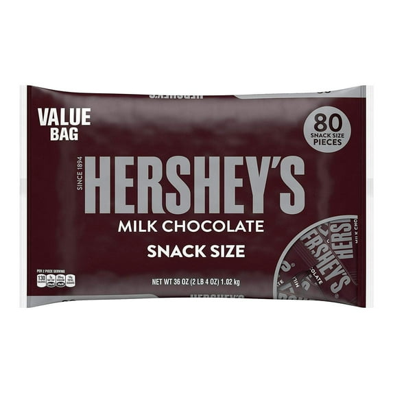 HERSHEY'S Milk Chocolate Bars, Snack Size, 80 pcs.36OZ
