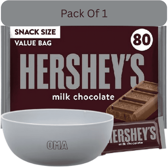 HERSHEY'S Milk Chocolate Bars, Snack Size, 80 pcs. With White Bowl By OMA
