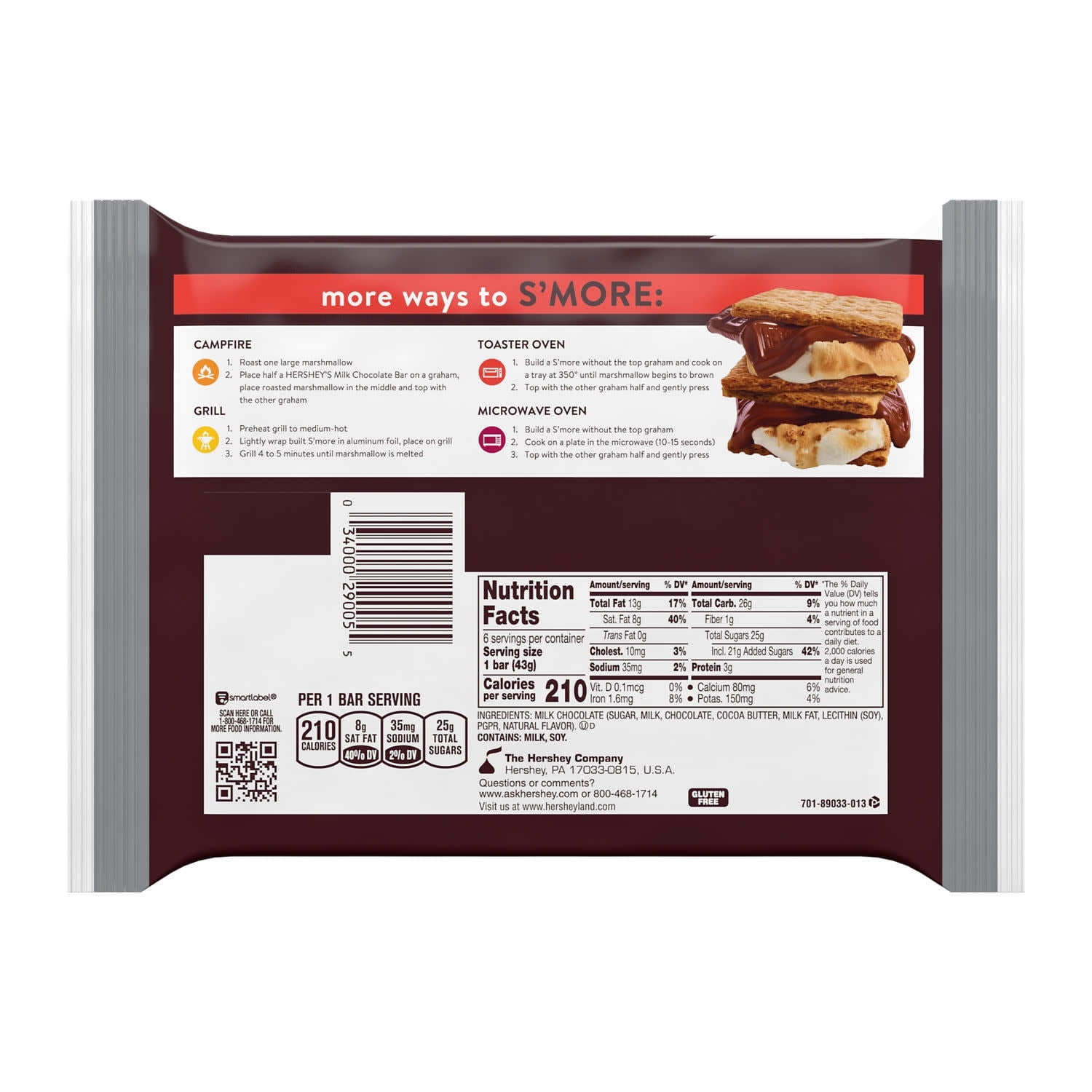 HERSHEY'S Milk Chocolate Candy Bars, 1.55 oz (6 Count)(2 Packs)