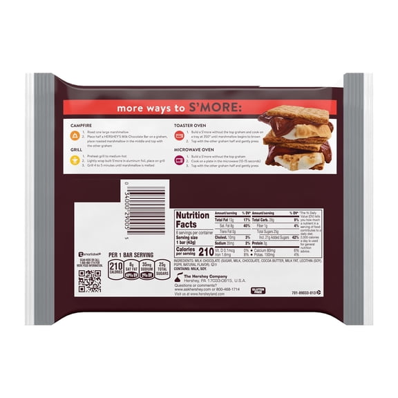 HERSHEY'S Milk Chocolate Candy Bars, 1.55 oz (6 Count)(2 Packs)
