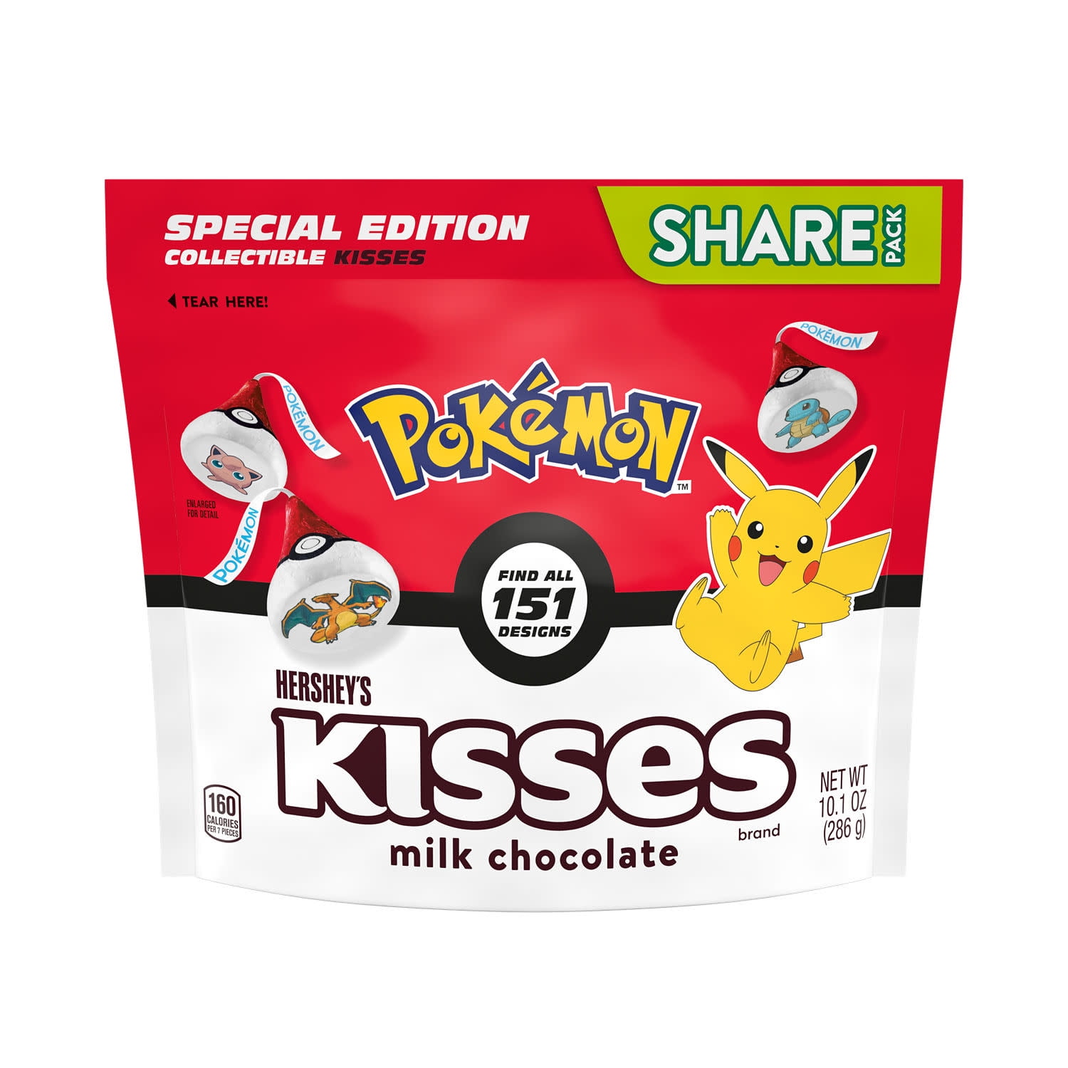 Hershey's Kisses Milk Chocolate Pokemon Candy, Share Pack 10.1 oz