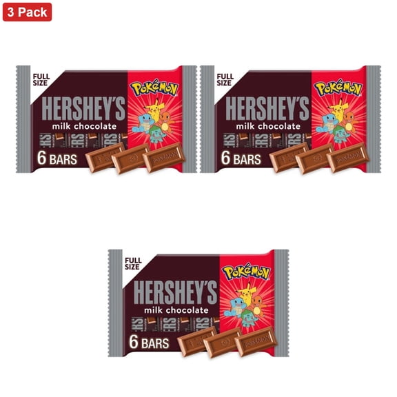 HERSHEY'S Milk Chocolate Standard Bar Candy with Pokmon Wrappers - 9.3oz/6pk