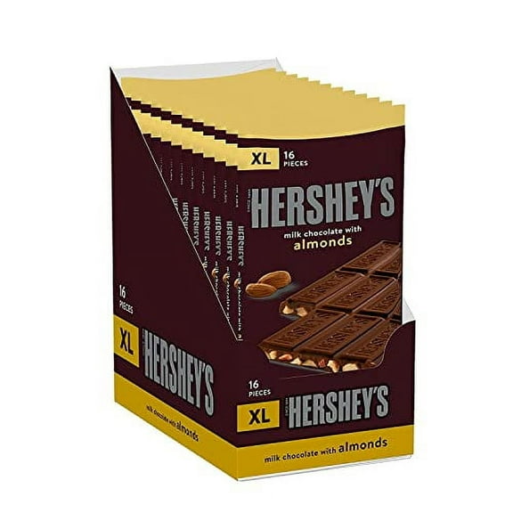 HERSHEY'S Milk Chocolate with .. Almonds XL Candy, Bulk .. Individually Wrapped, 4.25 oz .. Bars (12 Count, 16 .. Pieces)