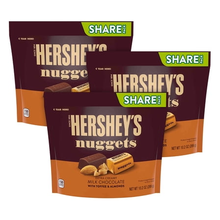 HERSHEY'S NUGGETS Extra Creamy Milk Chocolate with Toffee and Almonds Candy, 10.2 oz, 3 Pack