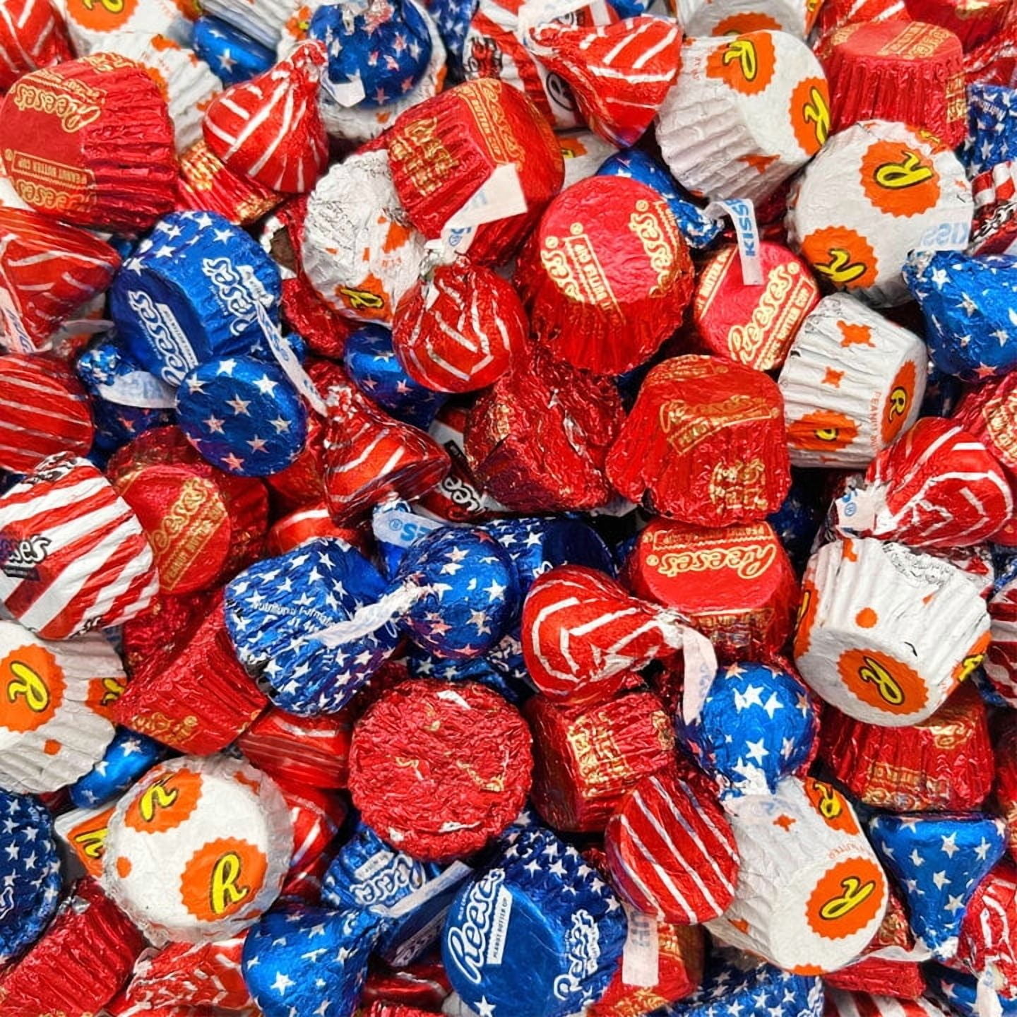 Patriotic Candy, Independence Day Chocolate Mix -KISSES and Reese's (2 Pound Bag - Approx. 90 Count)