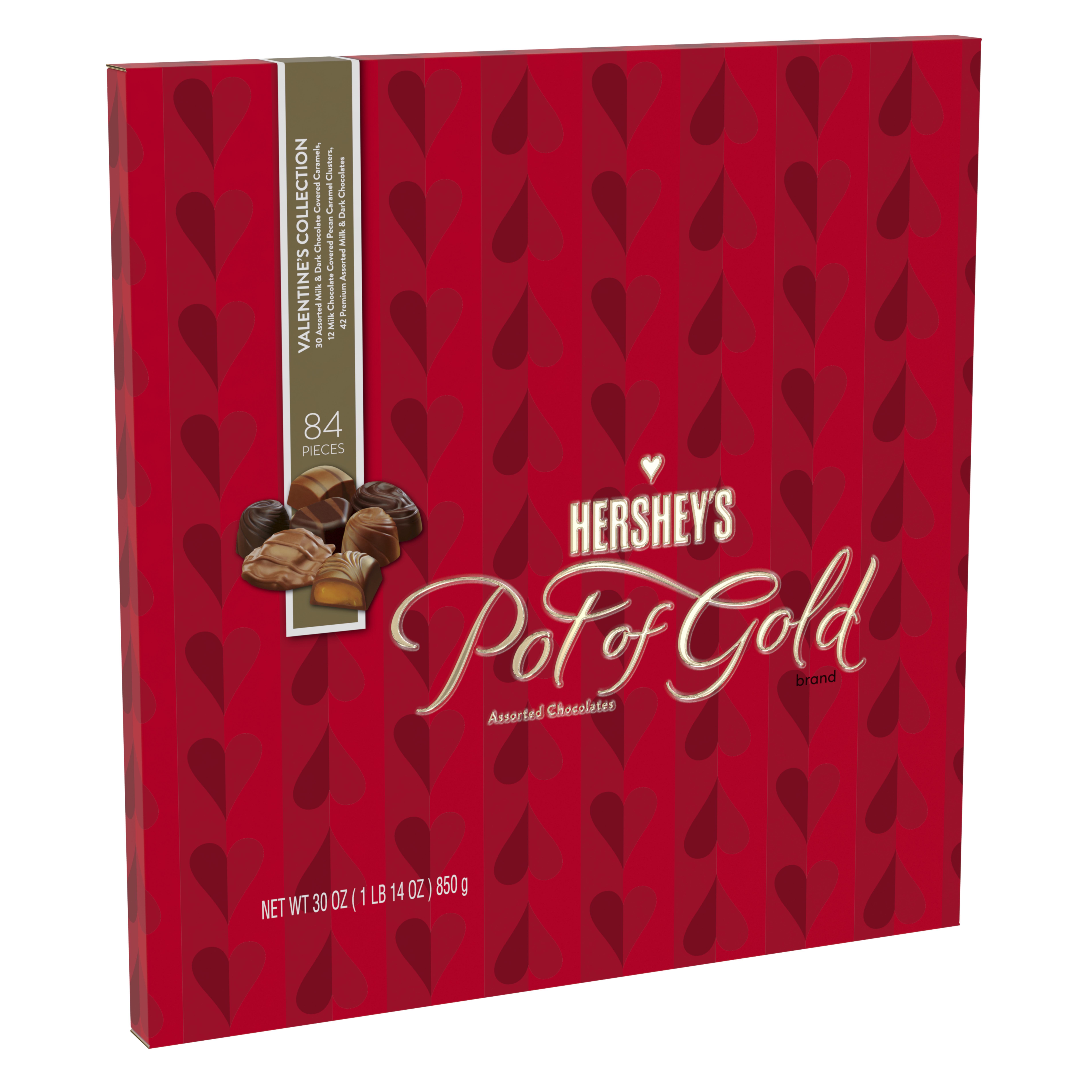HERSHEY'S, POT OF GOLD, Valentine's Collection Milk Chocolate Assortment Candy, Valentine's Day, 30 Oz., Gift Box - image 1 of 5