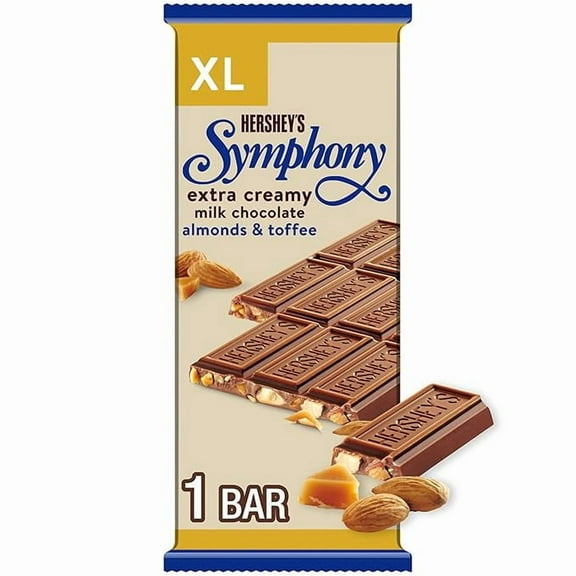 HERSHEY'S SYMPHONY Milk Chocolate, Almonds and Toffee XL, Candy Bar, 4.25 oz (16 Pieces) ( Pack of 3 )