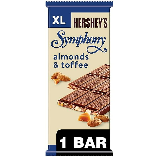 HERSHEY'S SYMPHONY Milk Chocolate, Almonds and Toffee XL, Candy Bar, 4.