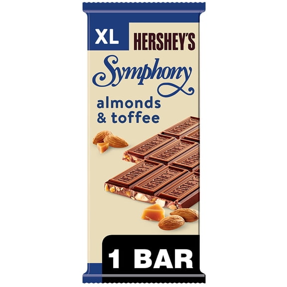HERSHEY'S SYMPHONY Milk Chocolate, Almonds and Toffee XL, Candy Bar, 4.25 oz (16 Pieces)