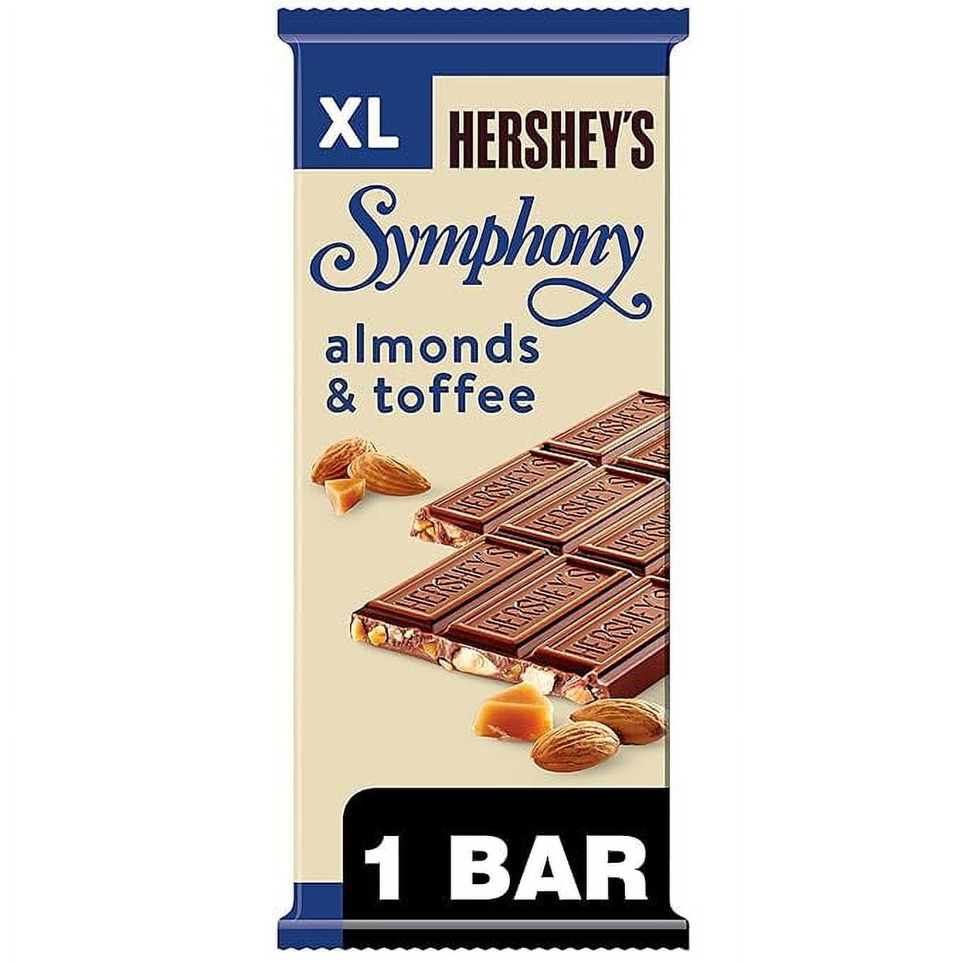 HERSHEY'S SYMPHONY Milk Chocolate, Almonds and Toffee XL, Candy Bar, 4.