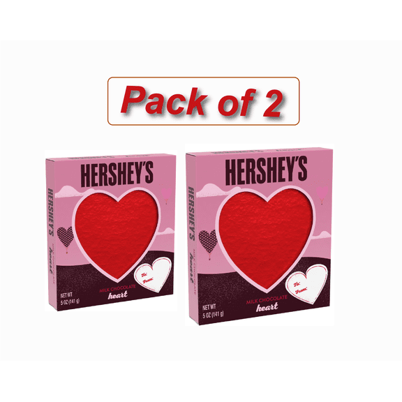 HERSHEY'S, Solid Milk Chocolate Valentine's Day Heart Candy, 5 ounce Gift Box (Pack of 2)