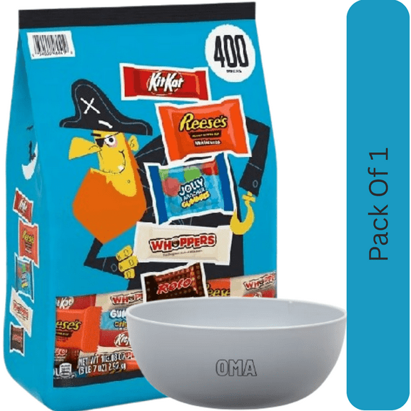 HERSHEY'S Variety Pack Halloween Candy, 400 pcs. With White Bowl By OMA