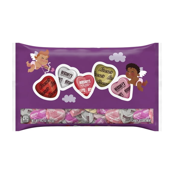 HERSHEY'S and REESE'S Assorted Flavored Hearts, Valentine's, Candy Bag, 14.2 oz