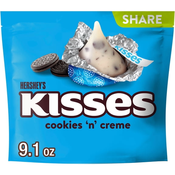 HERSHEY'S KISSES Cookies 'n' Creme Candy Share Pack, 9.1 oz