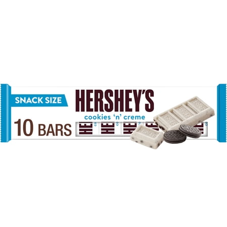 HERSHEY'S Cookies 'n' Creme Snack Size Candy Bars, .45 oz (10 Count)