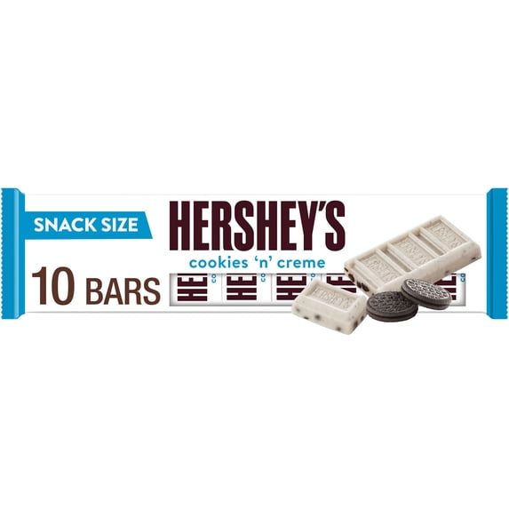 HERSHEY'S Cookies 'n' Creme Snack Size Candy Bars, .45 oz (10 Count)