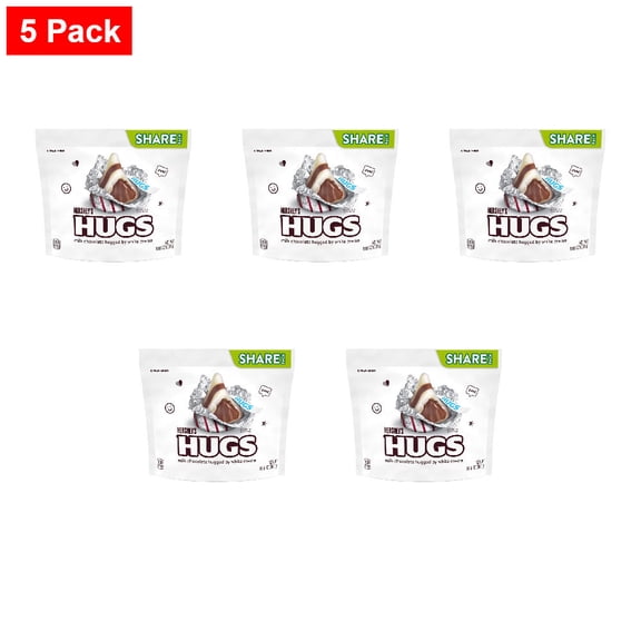 HERSHEYS HUGS Milk Chocolate and White Creme Candy Share Pack 10.6 oz - 5 Pack