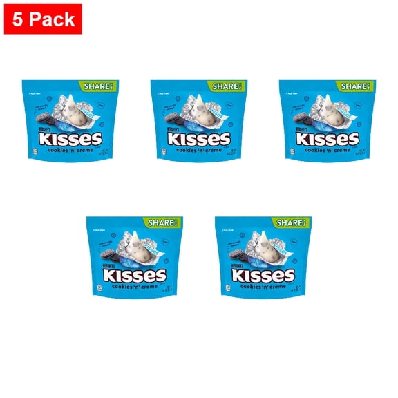 HERSHEYS KISSES Cookies n Creme Candy Share Pack 10 oz - 5 Pack