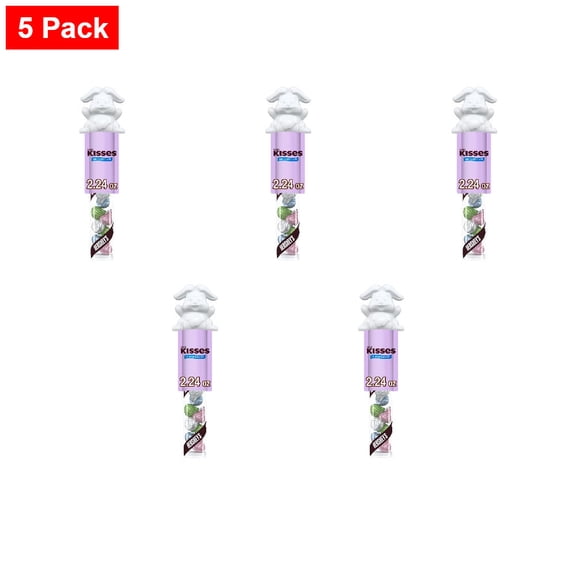 HERSHEYS KISSES Milk Chocolate Easter Candy Plastic Cane 2.24 oz - 5 Pack