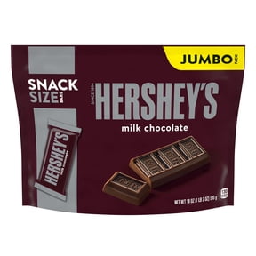 Hershey's Milk Chocolate Snack Size Candy, Jumbo Pack 18 oz