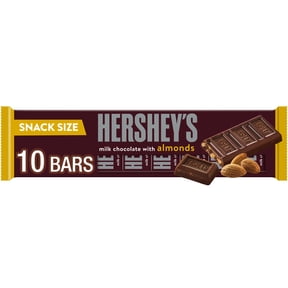 Hershey's Milk Chocolate With Almond Candy Bars & Miniatures, Snack Size, .45 oz (10 Count)