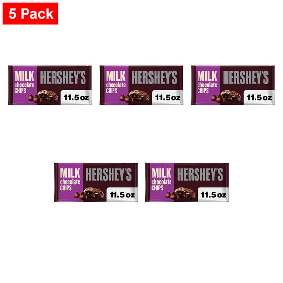 HERSHEYS Milk Chocolate Baking Chips Bag 11.5 oz - 5 Pack