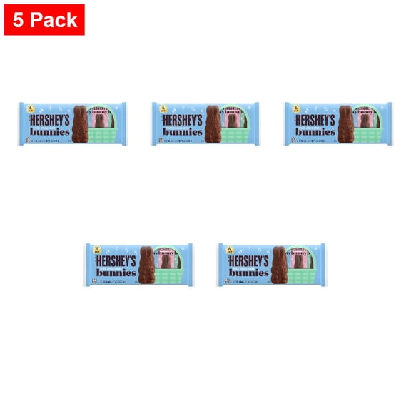 HERSHEYS Milk Chocolate Bunnies Easter Candy Packs 1.2 oz - 5 Pack