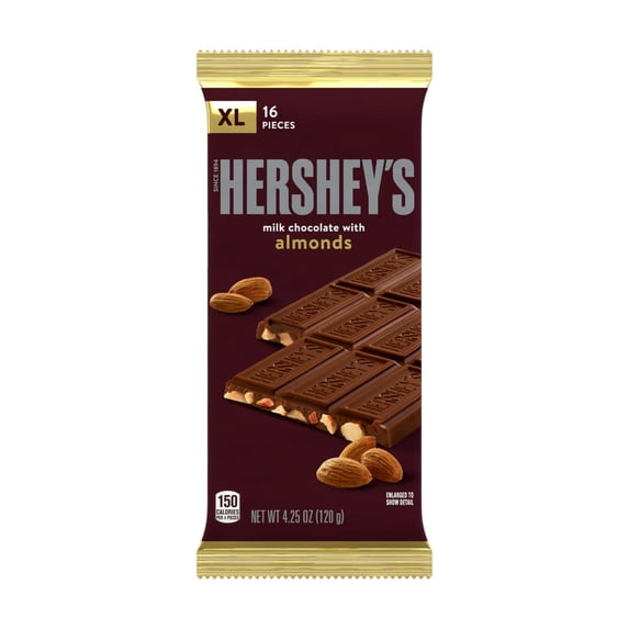 HERSHEYS Milk Chocolate with Almonds XL Candy Bar 4.25 oz - Pack of 3