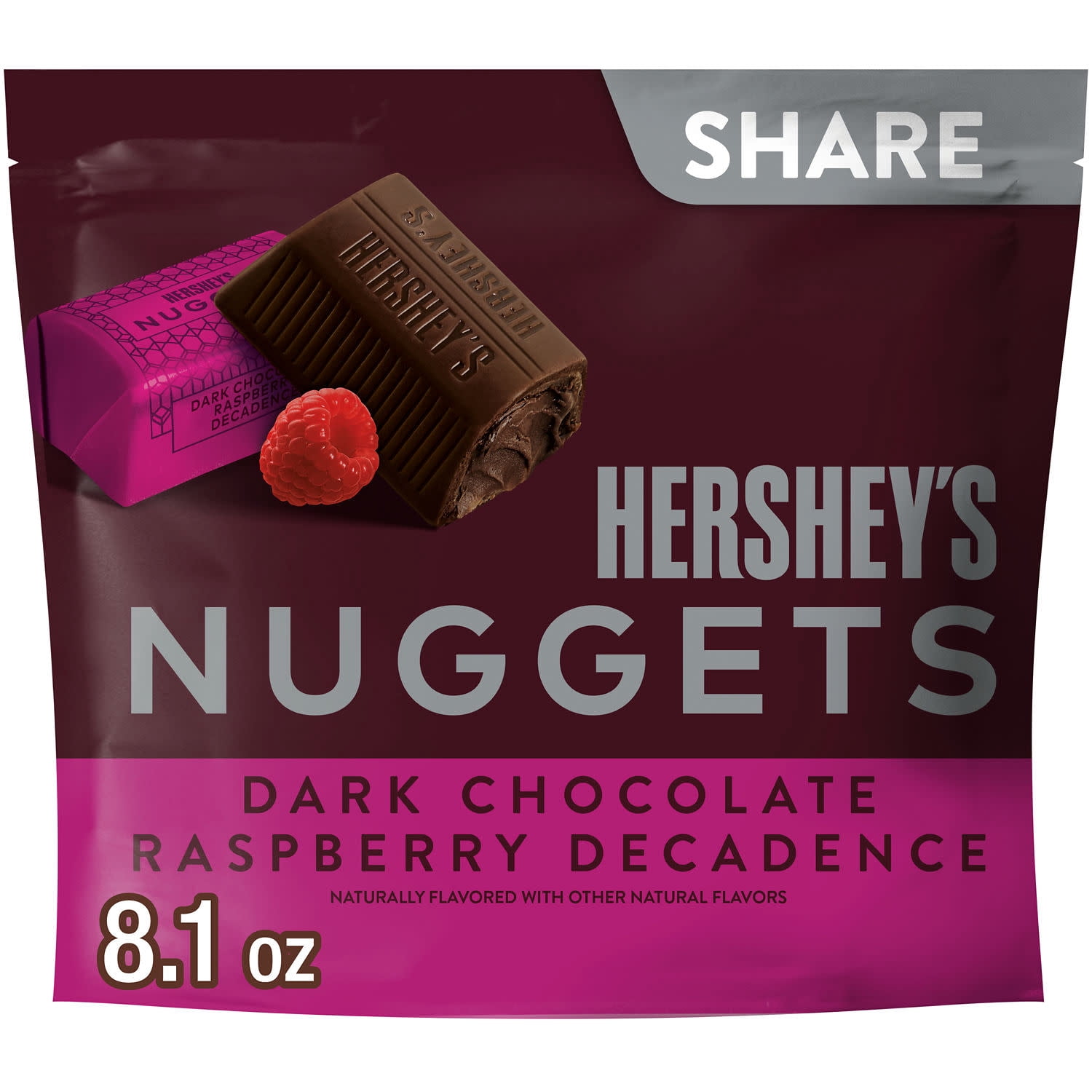 Hershey's Nuggets Dark Chocolate Raspberry Decadence Flavored Candy, Share Pack, 8.1 oz