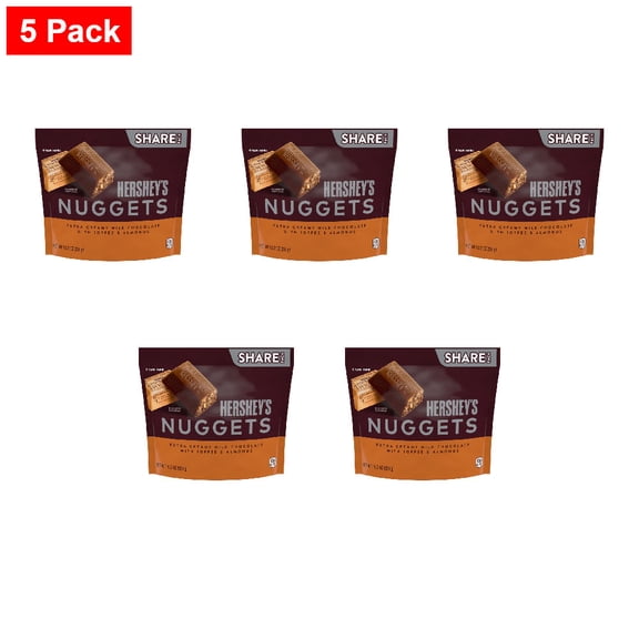HERSHEYS NUGGETS Milk Chocolate Toffee and Almonds Candy Share Pack 10.2 oz - 5 Pack