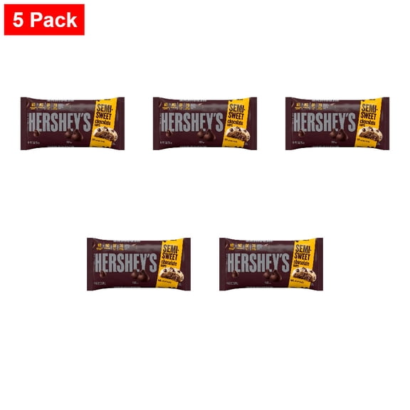 HERSHEYS Semi-Sweet Chocolate Baking Chips Bag 12 oz - 5 Pack