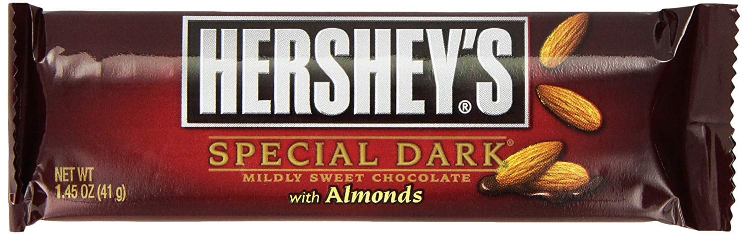 HERSHEYS Special Dark Chocolate Candy Bars with Almonds, Valentines Gift, 1.5 Ounce (24 Count)