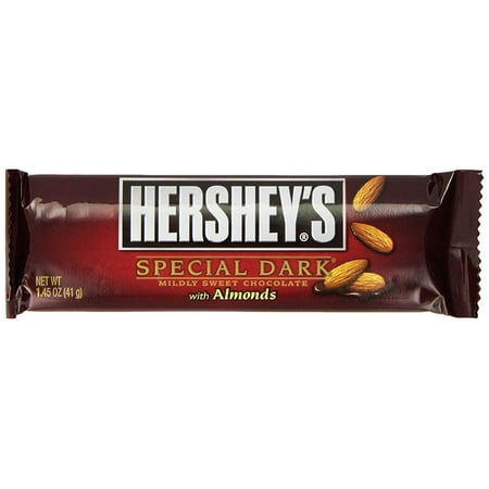 HERSHEYS Special Dark Chocolate Candy Bars with Almonds, Valentines Gift, 1.5 Ounce (24 Count)