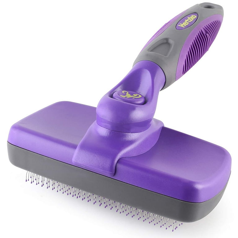 HERTZKO Self Cleaning Slicker Brush for Dogs and Cats Pet Grooming Dematting Brush Easily Removes Mats Tangles and Loose Fur from The Pet s Coat