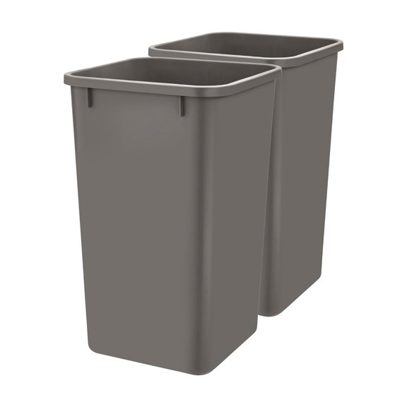 HERUIER 27 qt Polymer Replacement Waste Container Pullouts, 10.88"W x 10.88"D x 17.75"H, Orion Gray (2-Pack)