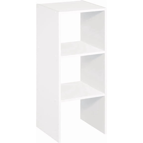 HERUIER 3-Shelf Stackable Vertical Organizer, 31.5" H x 12.01" W, White Wood Storage Unit