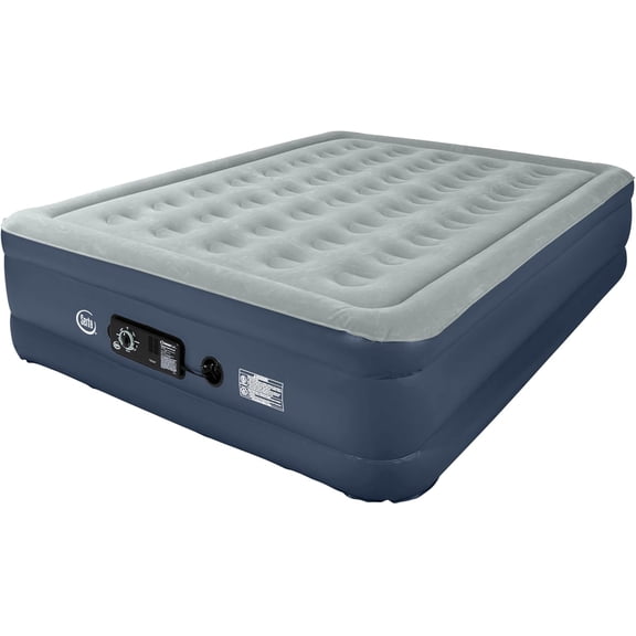 HERUIER King Raised Air Mattress w/Never Flat Pump, Luxury Inflatable Bed, Built-in Self Inflating Pump for Guest, Camping