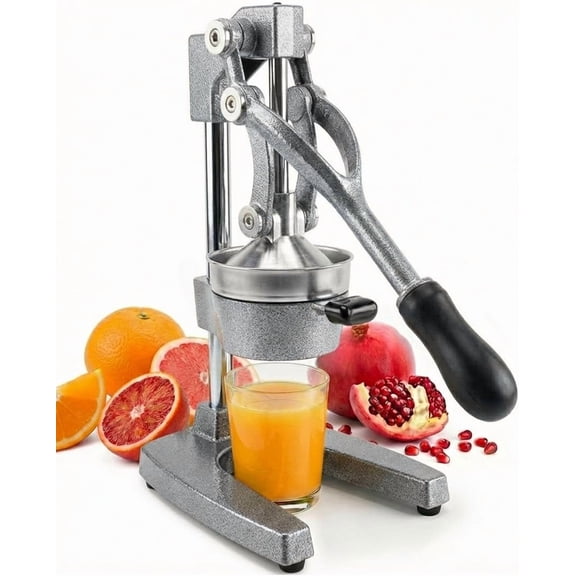 HERUIER Ultra-Premium Cast Iron Juicer - Heavy Duty Manual Hand Press Citrus Squeezer for Fresh Orange, Lemon & Pomegranate (Gray)