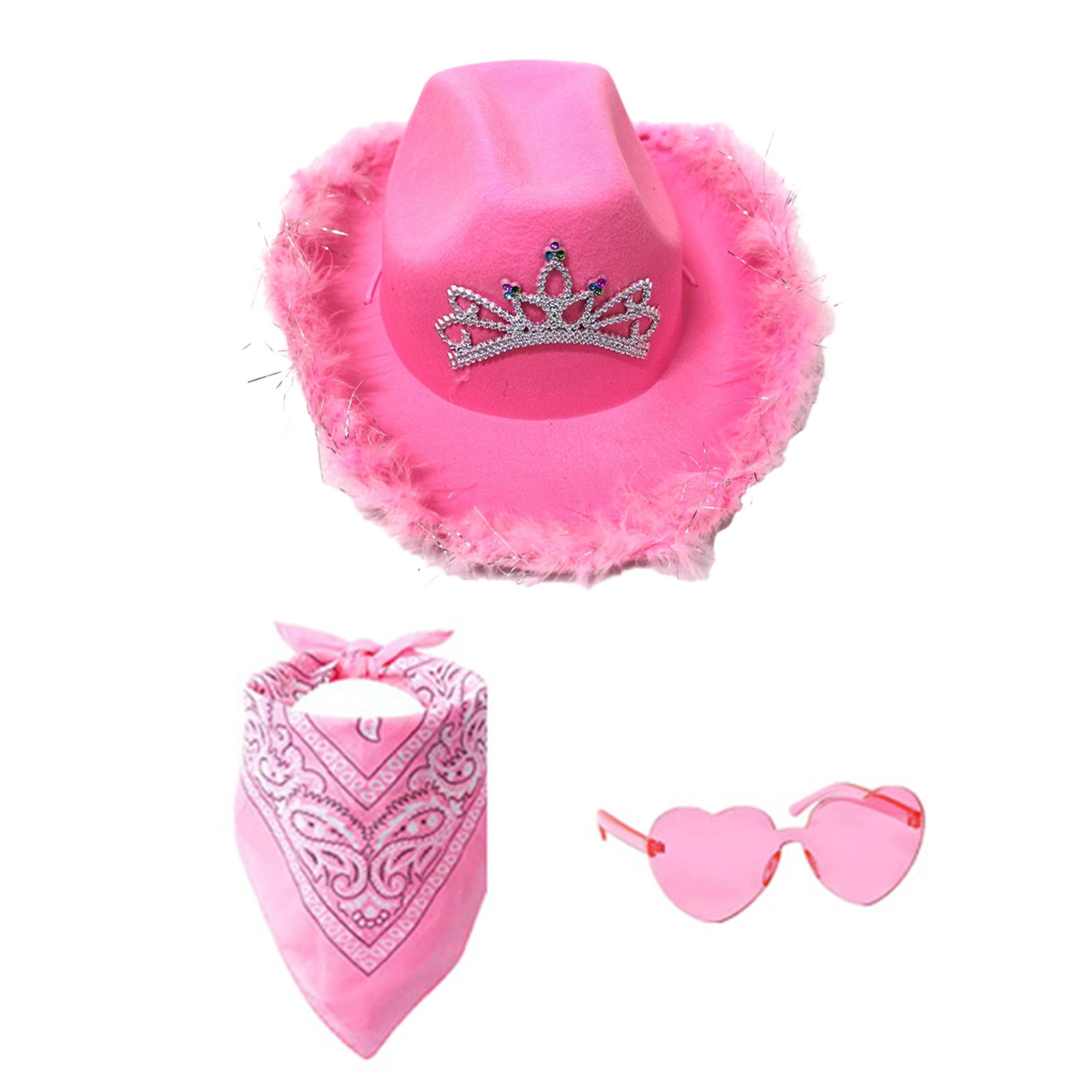 HES Hat Glasses Scarf Set Cosplay Hat Glasses Scarf Vintage Cowboy Hat