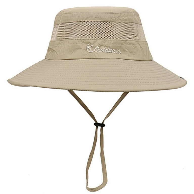 HES Unisex Bucket Hat Solid Color Flat Top Wide Brim Mesh Sun Protection  Adjustable Cap for Fishing 