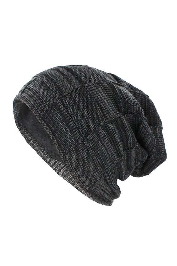 Winter Geometric Patterns Beanie Fleece Lining Knitted Hat Adult Unisex Winter Beanie Hat with Fleece Lining Geometric Design