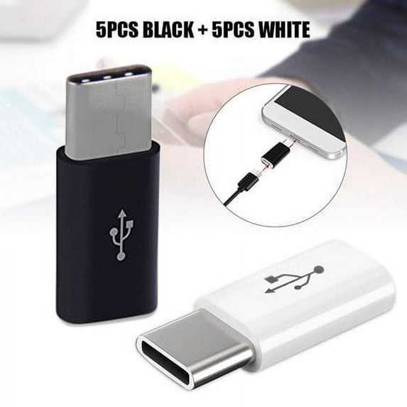 HESHENG 10 Pcs USB 3.1 USB-C Type C Male to Micro USB Female Adapter Converter