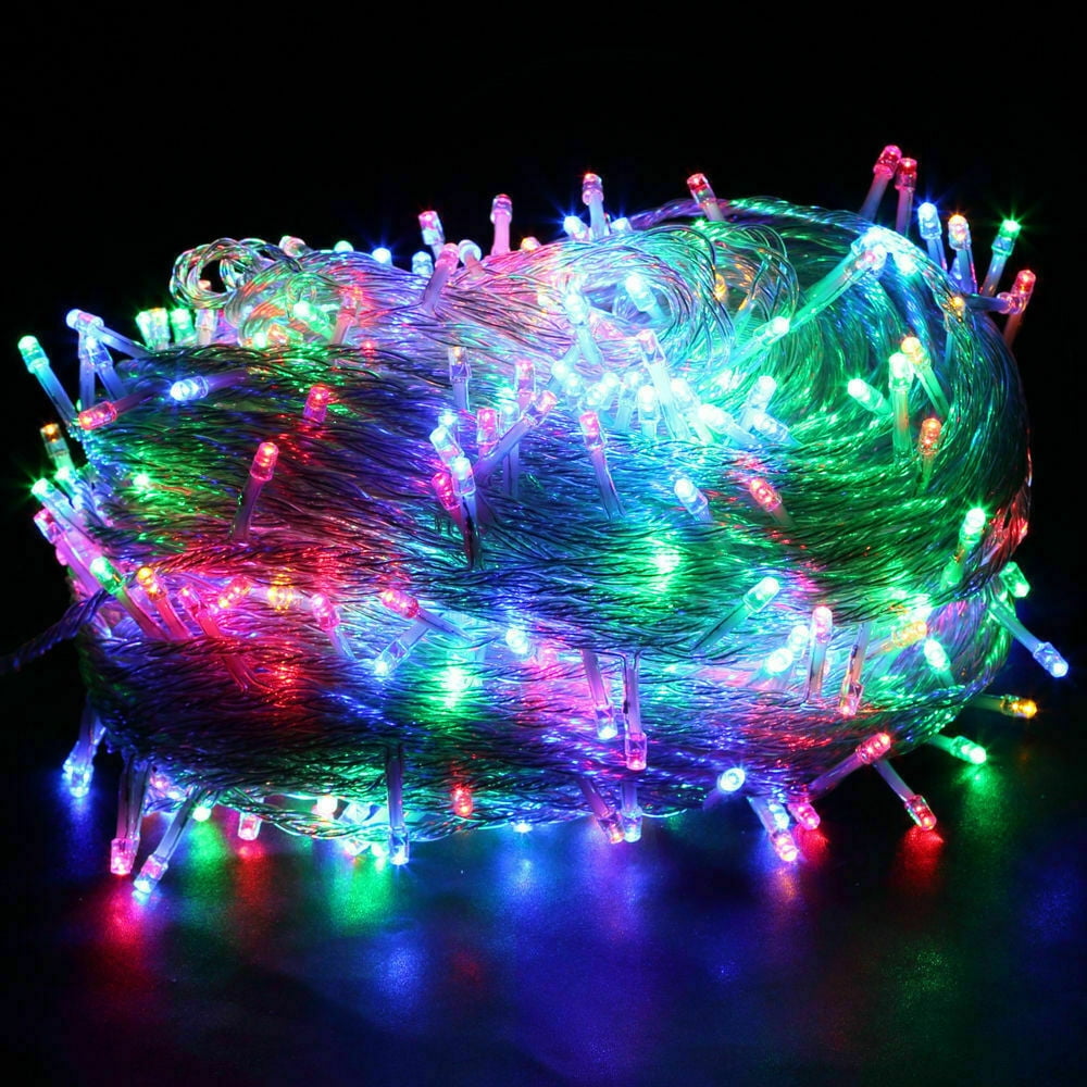 HESHENG 100LEDs 32.8ft Fairy String Lights Mains Plug in Lights Christmas Party Outdoor Patio Garden Home Decor Lights Multicolor
