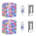 thumbnail image 1 of HESHENG 2Pack 50 LED Copper Wire String Lights USB String Lights with Remote 8 Modes Lights Watertight Remote Control Timer, Multicolor, 1 of 10