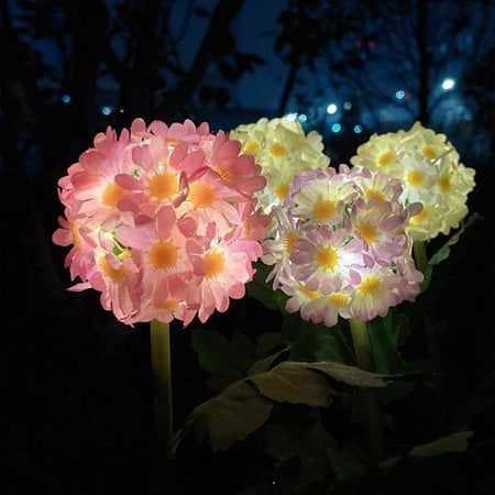 HESHENG 2pcs Solar Garden Light Lantern Daisy Dandelion Flower Ball Led Outdoor Garden Lawn Light, Yellow